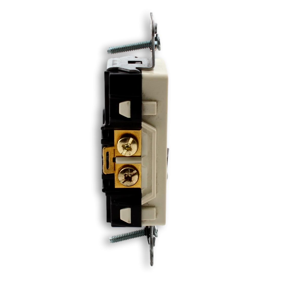 Hubbell DR20C2LA Lt Almond Commercial 20A 5-20R Decorator Outlet 2/2 Controlled