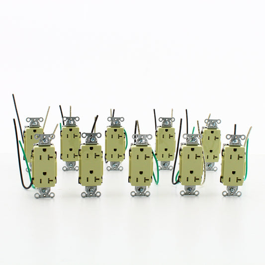10 Hubbell Ivory 20A TR Decorator Outlets 5-20R w/ 6.5" Stranded Leads DR20ITRP2