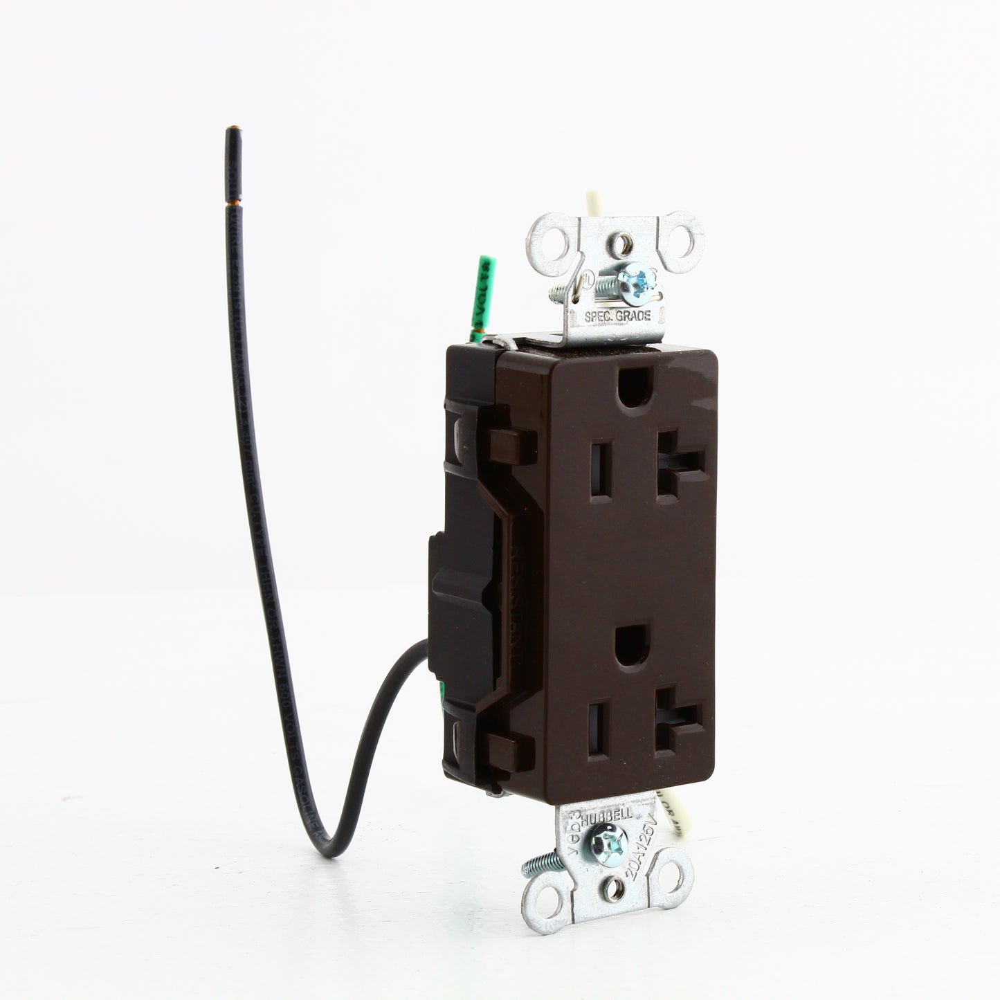 10pcs Hubbell Brown 20A TR Decorator Outlets 5-20R w/ 6.5" Solid Leads DR20TRP1