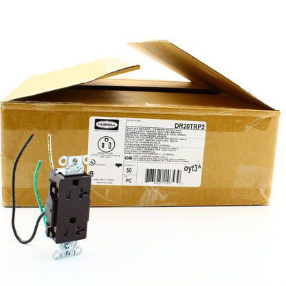 50 Hubbell Brown 20A TR Decorator Outlets 5-20R w/ 6.5" Stranded Leads DR20TRP2