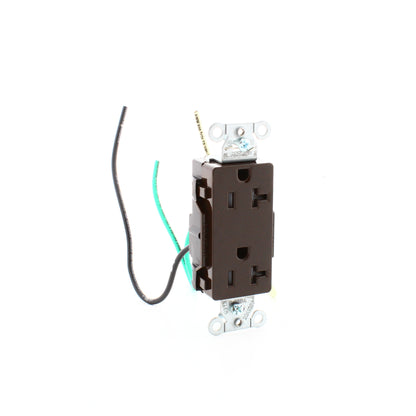 Hubbell Brown 20A TR Decorator Receptacle 5-20R w/ 6.5" Stranded Leads DR20TRP2