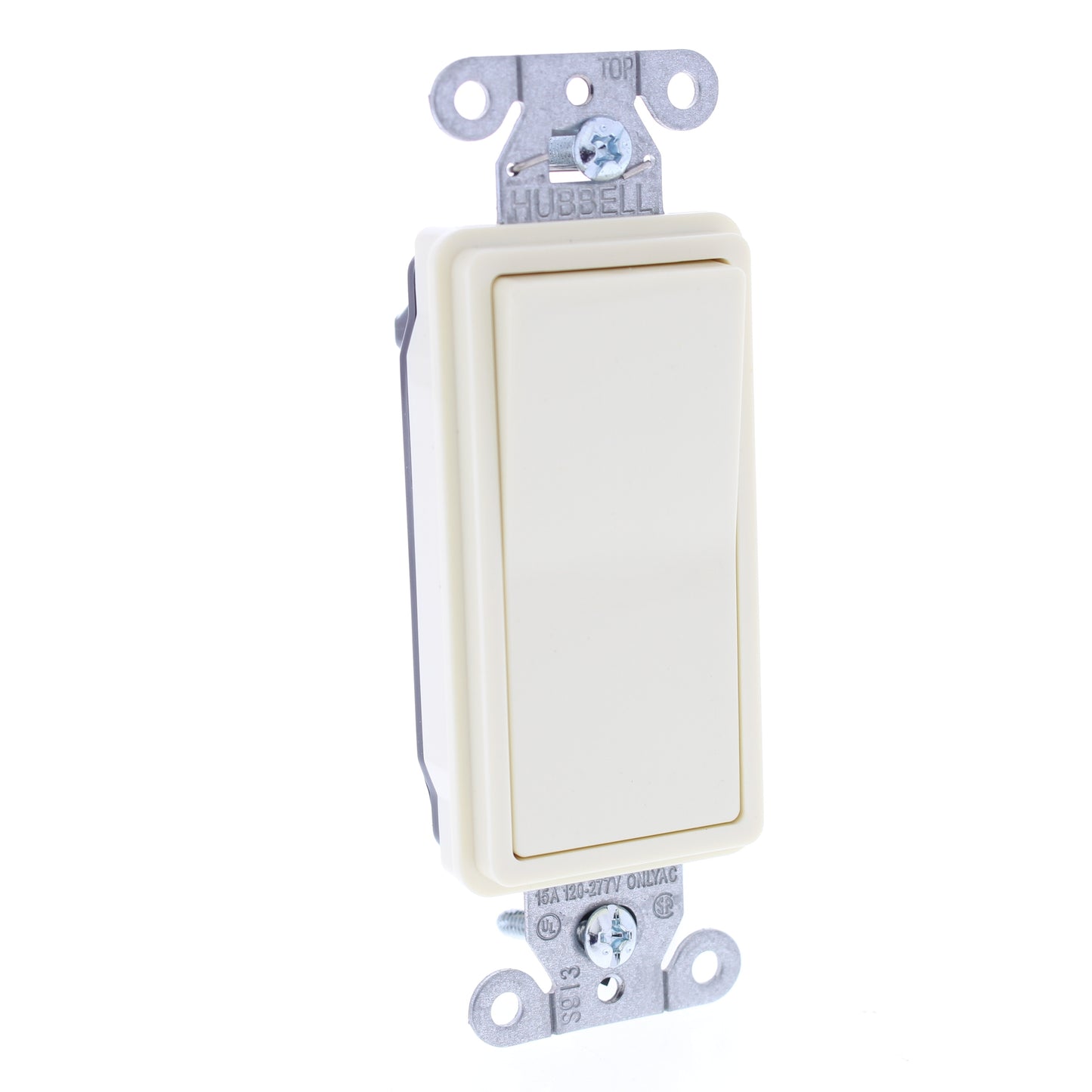 Hubbell DS115AL Almond Single Pole 15A Decorator Rocker Light Switch Spec Grade