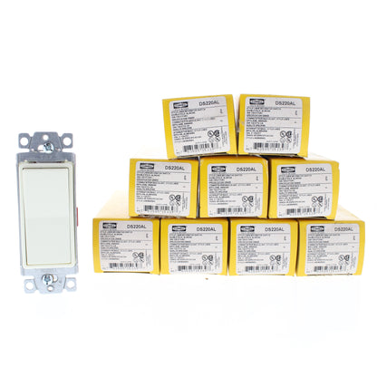Hubbell DS220AL Almond Double Pole Decorator Rocker Switch 20A Spec Grade 10pcs
