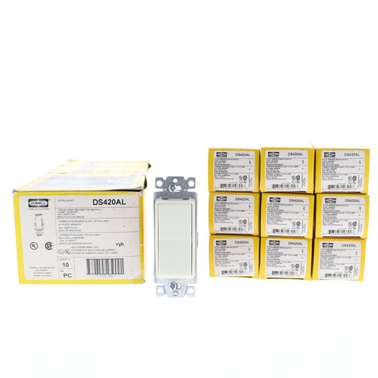 Hubbell DS420AL Almond 4-Way Decorator Rocker Light Switch Spec Grade 20A 10pcs