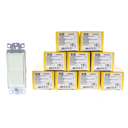 Hubbell DS420AL Almond 4-Way Decorator Rocker Light Switch Spec Grade 20A 10pcs