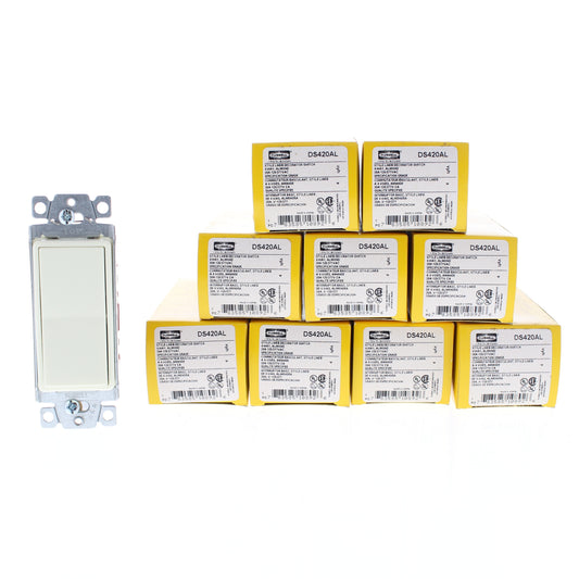 Hubbell DS420AL Almond 4-Way Decorator Rocker Light Switch Spec Grade 20A 10pcs