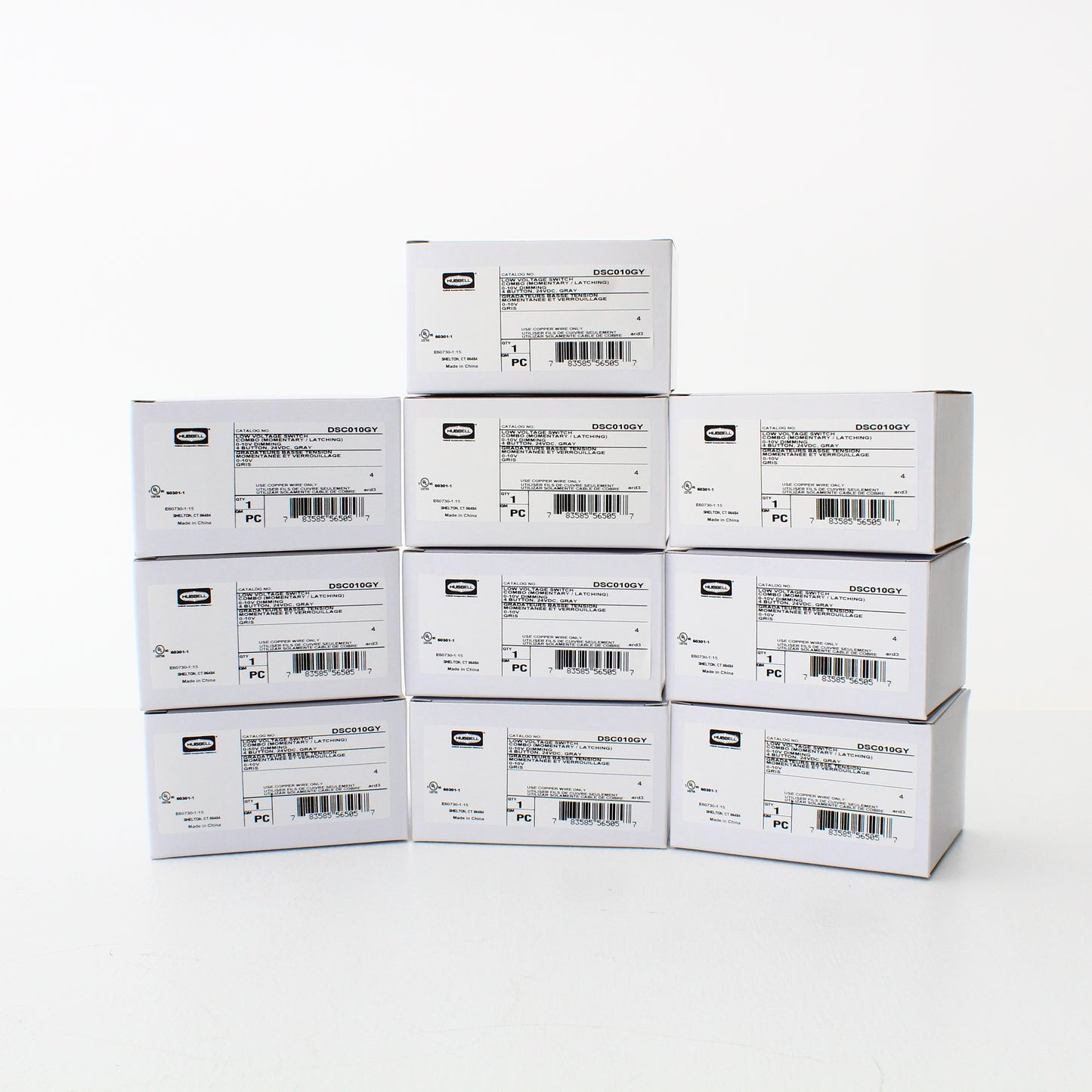 Hubbell DSC010GY Gray Low Volt Dimmer Switches 0-10V Latching/Momentary 10-Pack