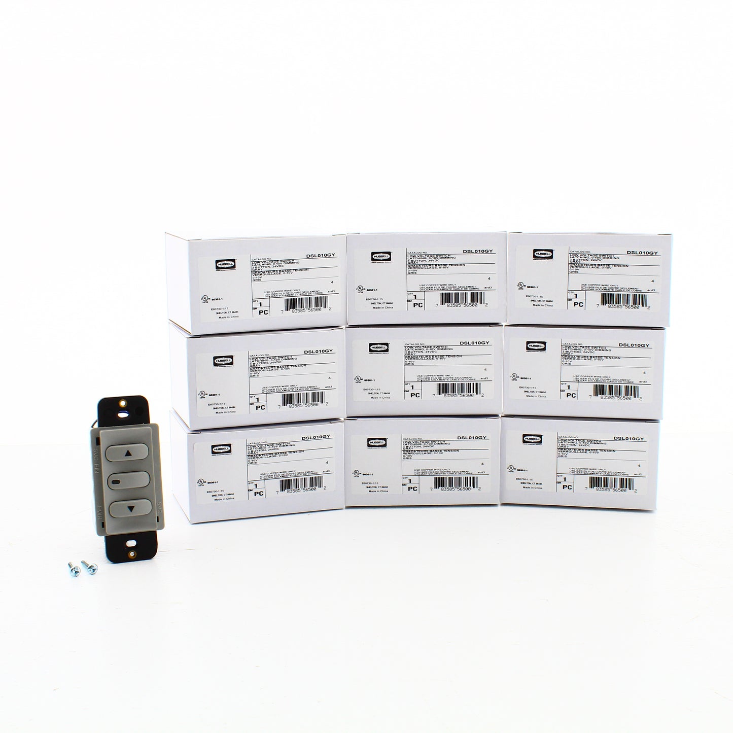 Hubbell DSL010GY Gray Low Voltage Dimmer Switches 0-10V Latching/Auto ON 50-Pack
