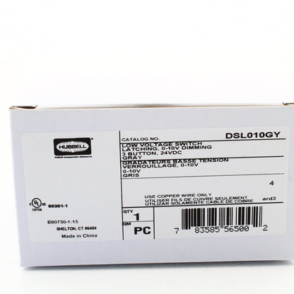 Hubbell Gray Low Voltage Dimmer Switch 0-10V Latching/Auto ON DSL010GY