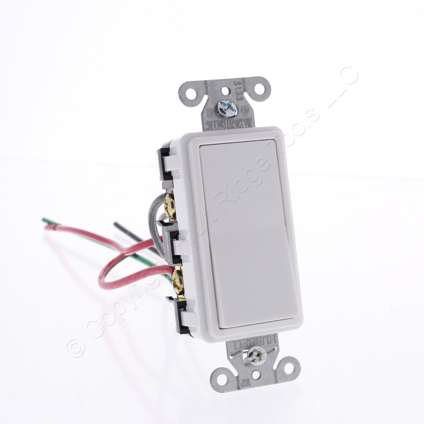Hubbell White Decorator Rocker Switch Double Pole w/Pigtail 20A 120/277V DSL220W