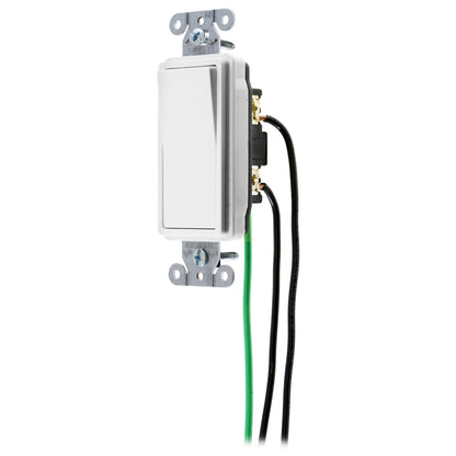 Hubbell White Decorator Rocker Switch Double Pole w/Pigtail 20A 120/277V DSL220W