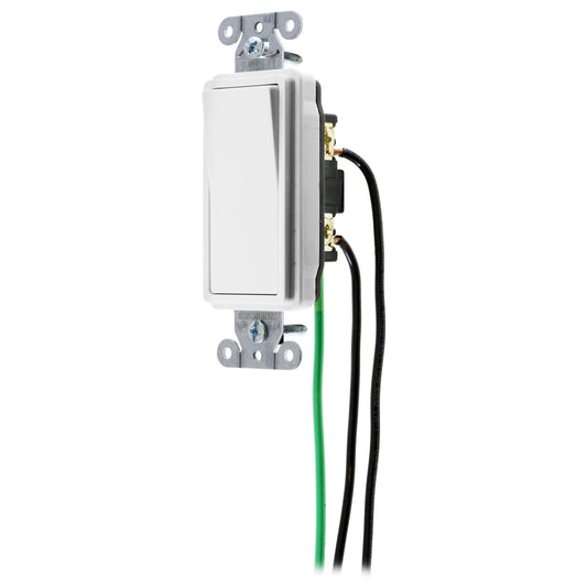 Hubbell White Decorator Rocker Switch Double Pole w/Pigtail 20A 120/277V DSL220W