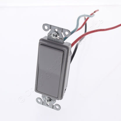 Hubbell DSL320GY Gray Decorator Rocker Switch 3-Way 8" Wire Leads 20A 120/277V