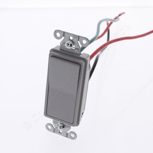 Hubbell DSL320GY Gray Decorator Rocker Switch 3-Way 8" Wire Leads 20A 120/277V