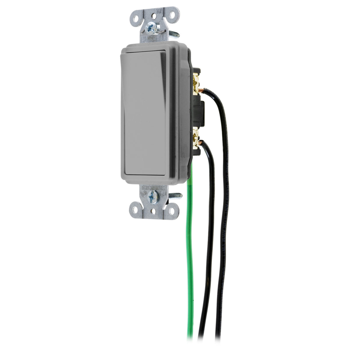 Hubbell DSL420GY Gray Decorator Rocker Switch 3-Way 8" Wire Leads 20A 120/277V