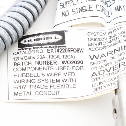 Hubbell 5 Ft Female ExtEnder Cable 12" Leads 422 Connexion System EXT42205FO8W