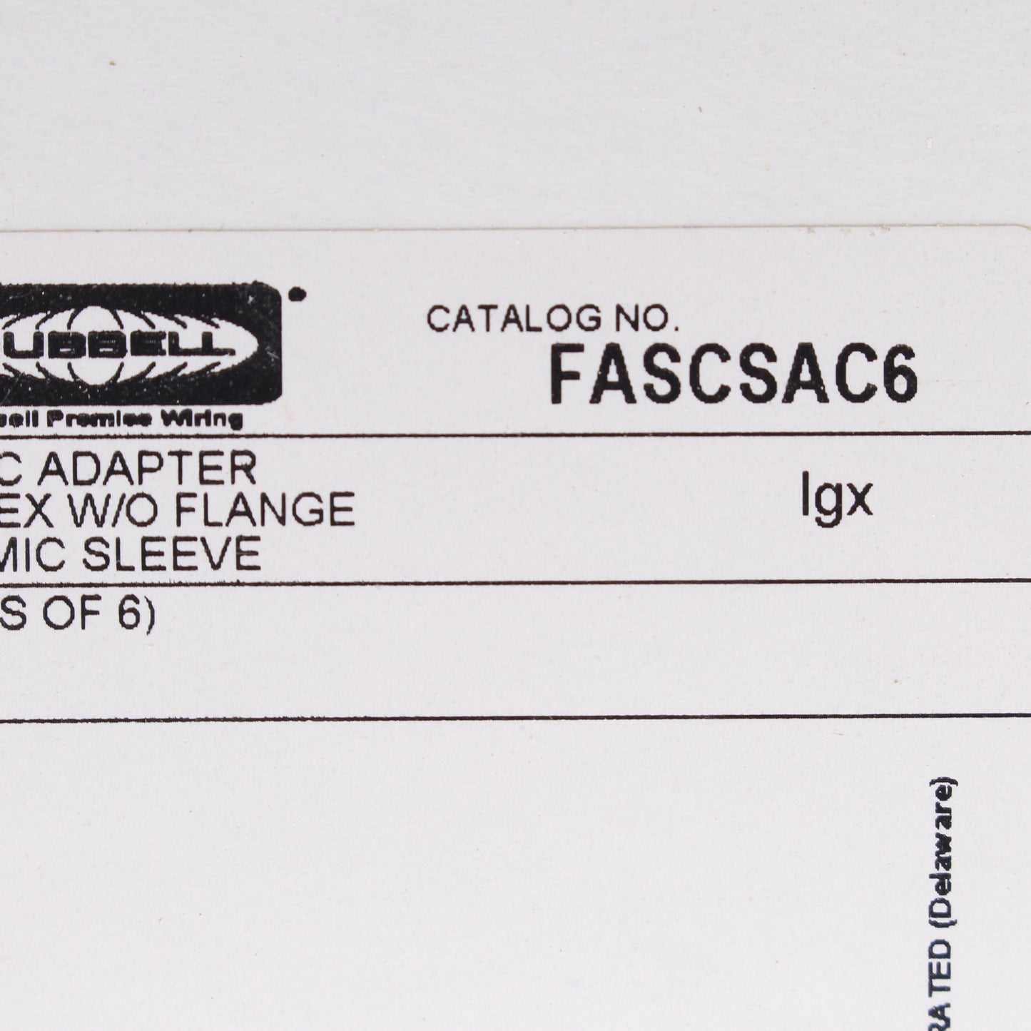 Hubbell FASCSAC6 Fiber Optic SC Simplex APC Adapters Zirconia Ceramic 6pcs