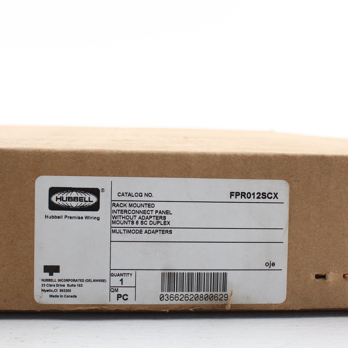 Hubbell Fiber Optic Patch Panel Rackmount UNLOADED 12 Fiber 6 SC Dup FPR012SCX
