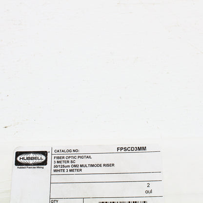 3 Hubbell Fiber Optic 1-Cable Pigtails Riser Multimode 900um SC OM2 3m FPSCD3MM