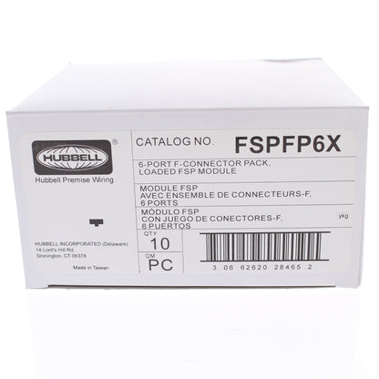 10 Hubbell 6-Port Coax Cable Jack F-Connector Loaded FSP Modules 75 Ohm FSPFP6X