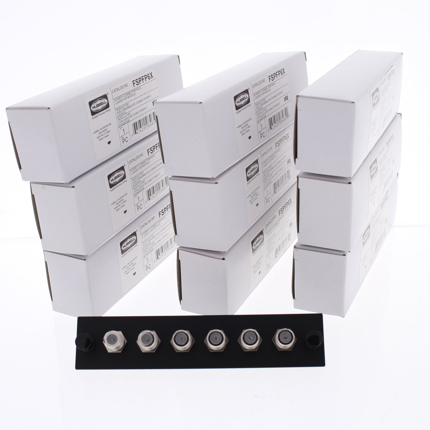 10 Hubbell 6-Port Coax Cable Jack F-Connector Loaded FSP Modules 75 Ohm FSPFP6X