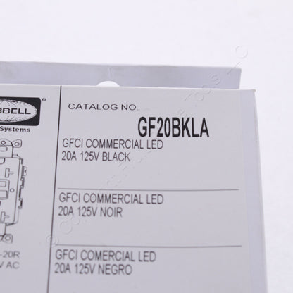 Hubbell Black GFCI Receptacle Duplex Outlet LED Indicator 5-20 20A 125V GF20BKLA