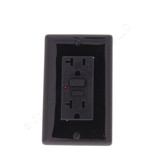 Hubbell Black GFCI Receptacle Duplex Outlet LED Indicator 5-20 20A 125V GF20BKLA