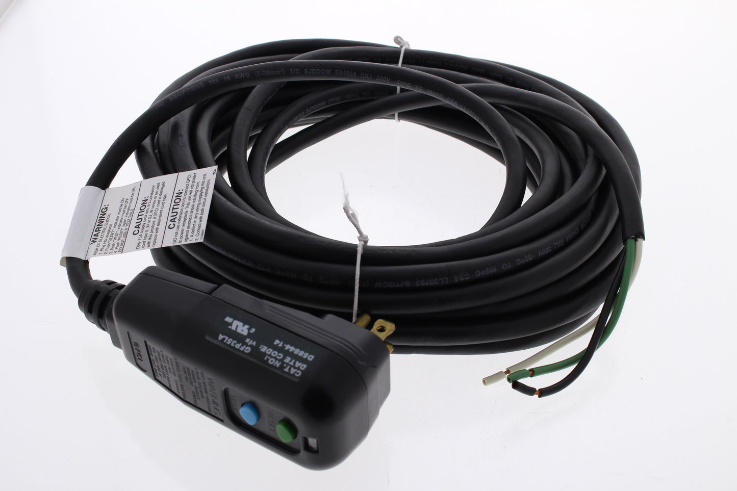 Hubbell GFP35LAOEM Auto Reset GFCI Plug 35' Power Cord Set 15A 125V 14/3 Cable