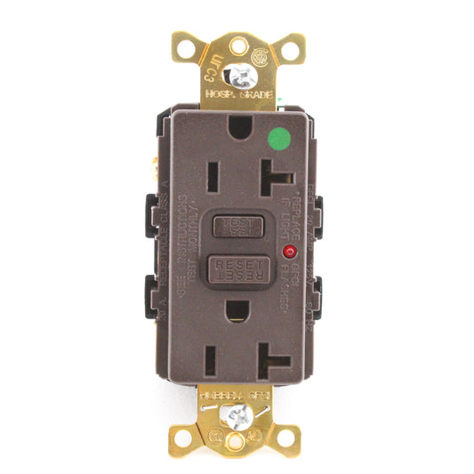 Hubbell Brown Hospital Grade Gfci Receptacle Duplex Outlet 20A GFR8300HLA