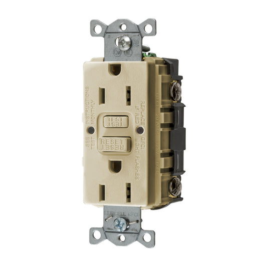 Hubbell GFRST15I Ivory 15 Amp 125 Volt NEMA 5-15R Commercial Standard Receptacle