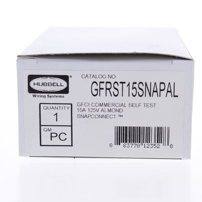 Hubbell Almond 15A SnapConnect  SelfTesting Gfci Receptacle Outlet GFRST15SNAPL
