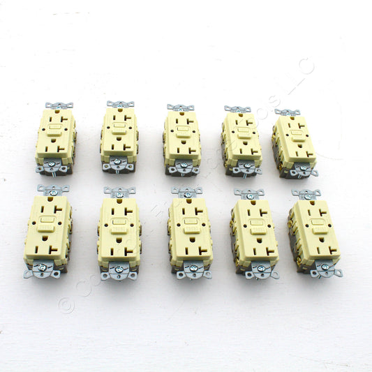 10 Hubbell Almond Self-Test Gfci Duplex Receptacle Outlets 20A GFRST20ALBULK 20A