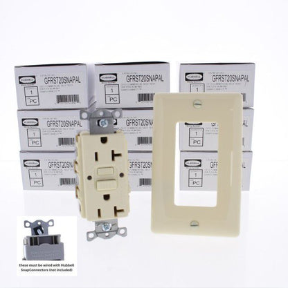 10 Hubbell Almond 20A SnapConnect Self-Testing Gfci Receptacles GFRST20SNAPAL