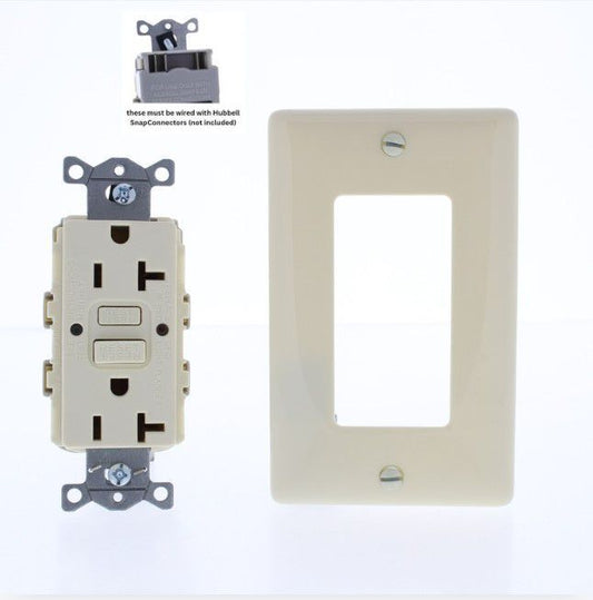 Hubbell Almond 20A SnapConnect SelfTesting Gfci Receptacle Outlet GFRST20SNapaL