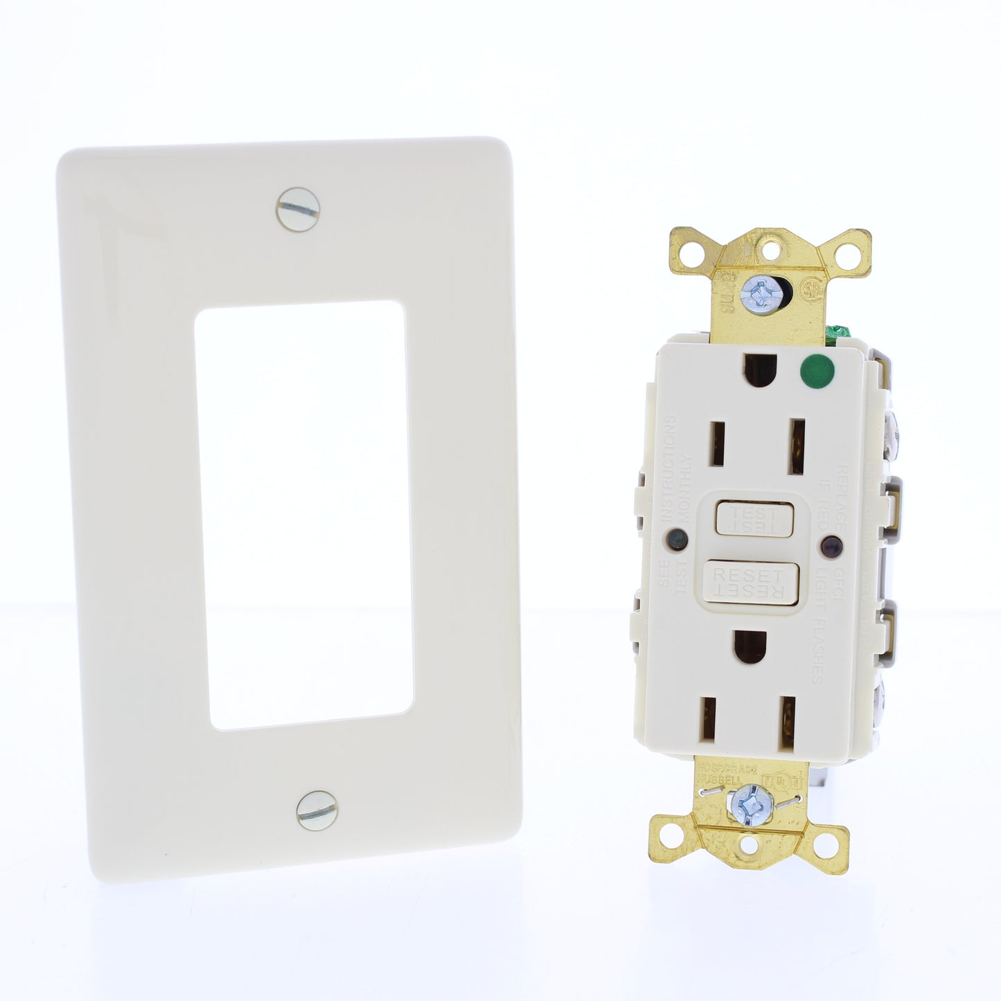 Hubbell 5-15R 15A Self-Test Hospital Gfci Gfi Receptacle Outlet Almond GFRST82AL