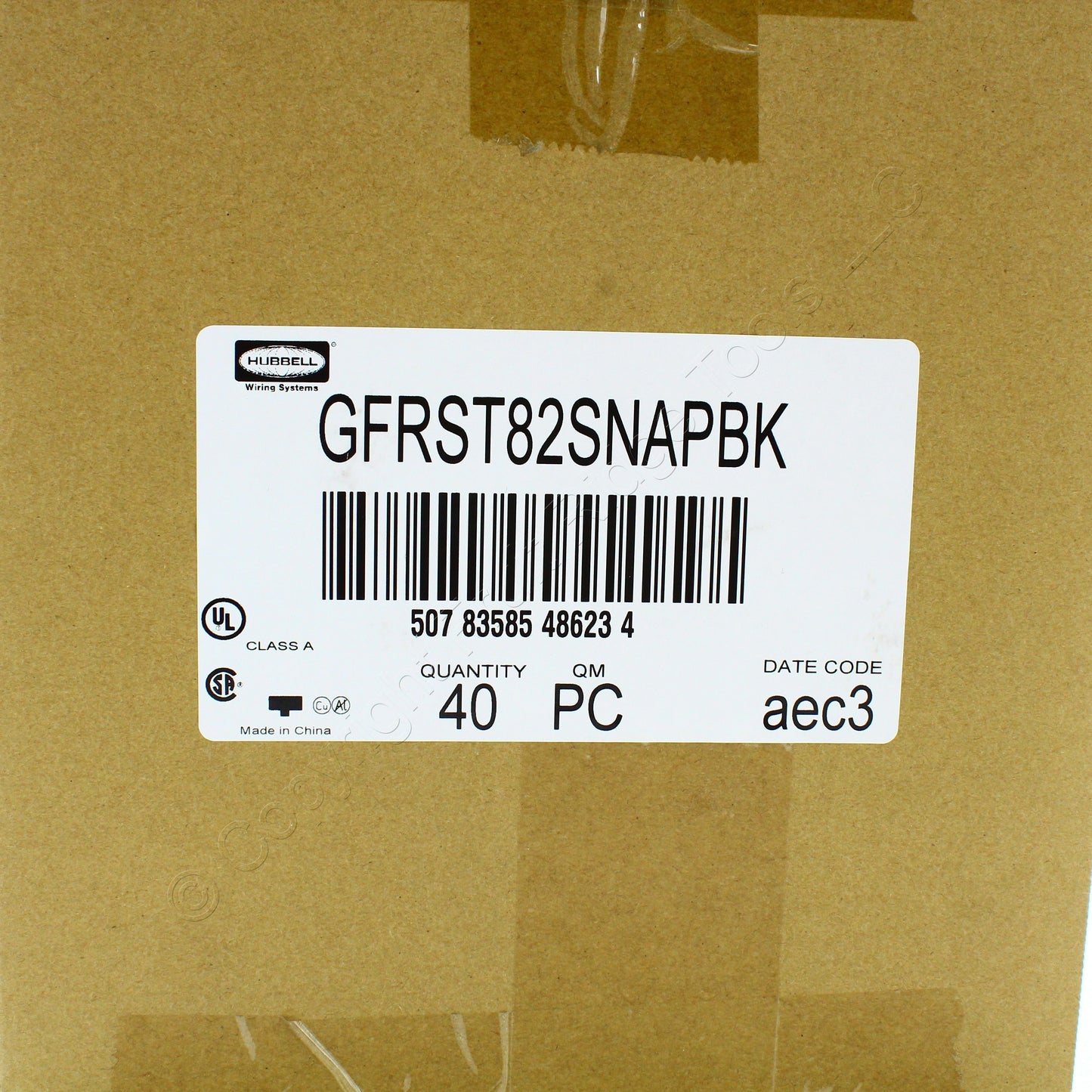 Hubbell GFRST82SNAPBK 15A SnapConnect Black Hospital GFCI Receptacles 40-Pack