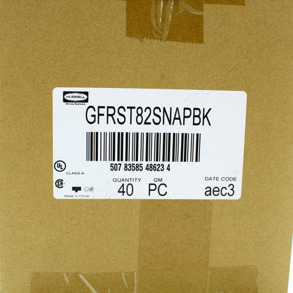 Hubbell GFRST82SNAPBK 15A SnapConnect Black Hospital GFCI Receptacles 40-Pack