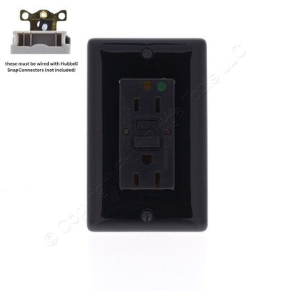 Hubbell 15A SnapConnect Black Self-Test Hospital Gfci Receptacle GFRST82SNAPBK