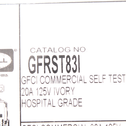 Hubbell GFRST83I Ivory 20A Self-Testing GFCI Outlet Receptacle Hospital 5-20R