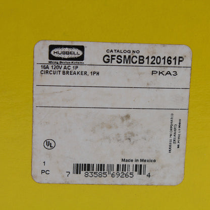 Hubbell GFSMCB120161P Circuit Breaker for GFCI Sensing Module 16A 120VAC 1-Pole