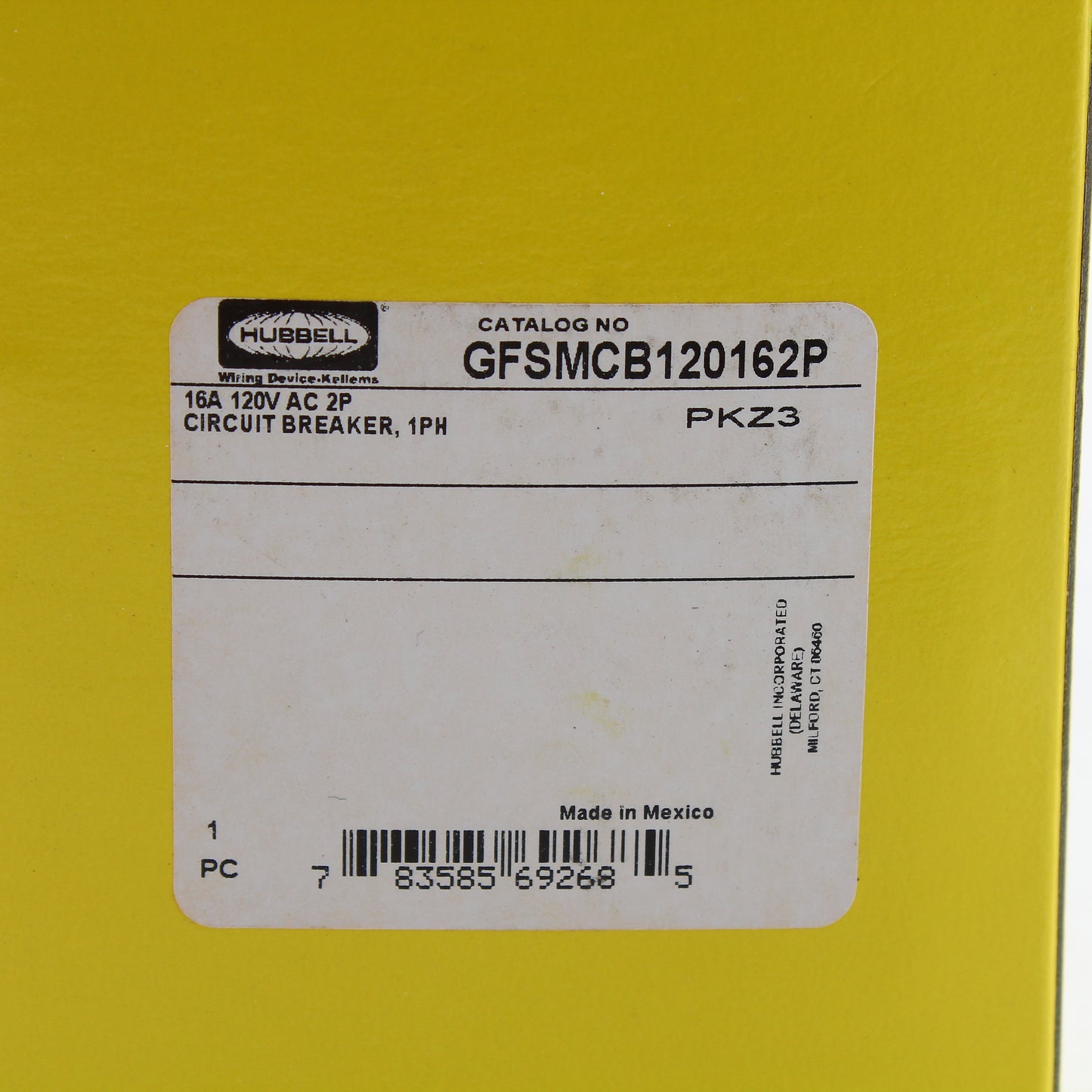 Hubbell Circuit Breaker for Gfci Sensing Module 16A 120VAC 2-Pole GFSMCB120162P