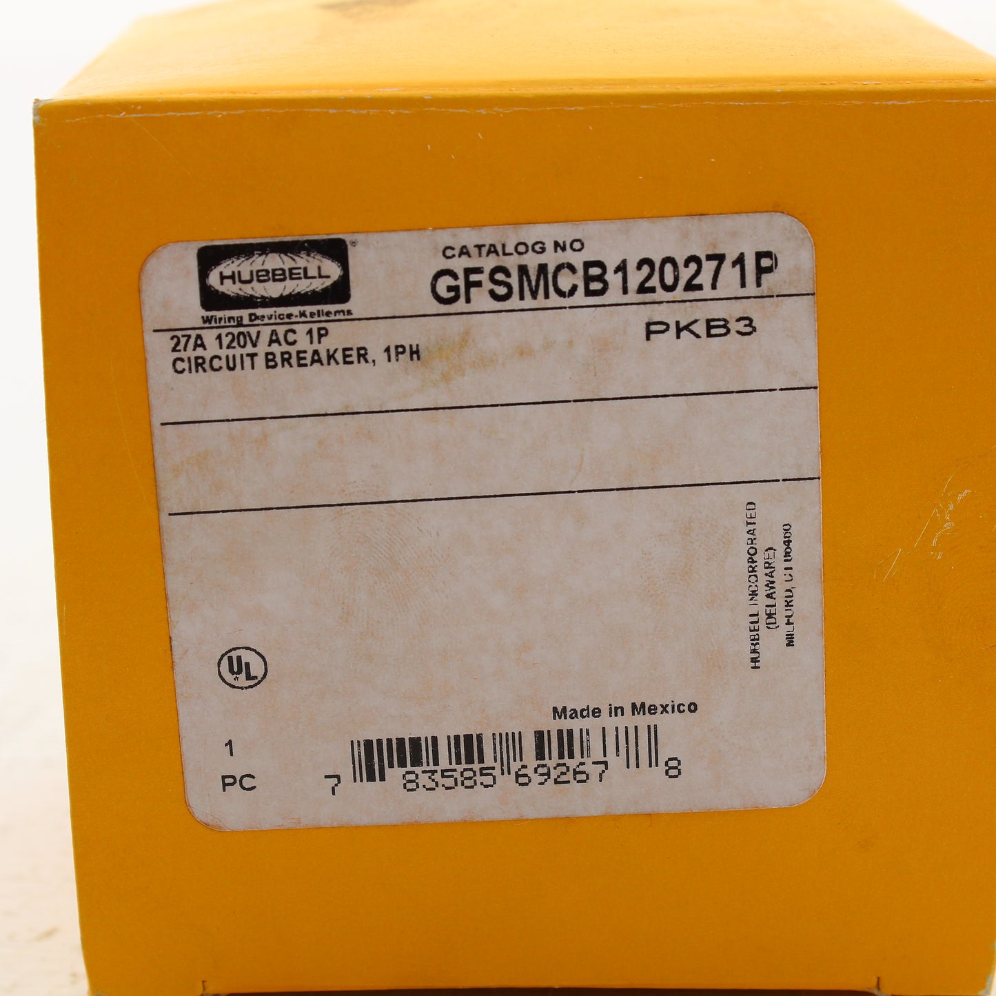 Hubbell Circuit Breaker for Gfci Sensing Module 27A 120VAC 1-Pole GFSMCB120271P