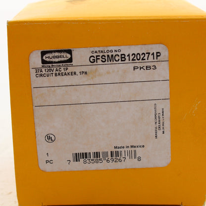 Hubbell Circuit Breaker for Gfci Sensing Module 27A 120VAC 1-Pole GFSMCB120271P