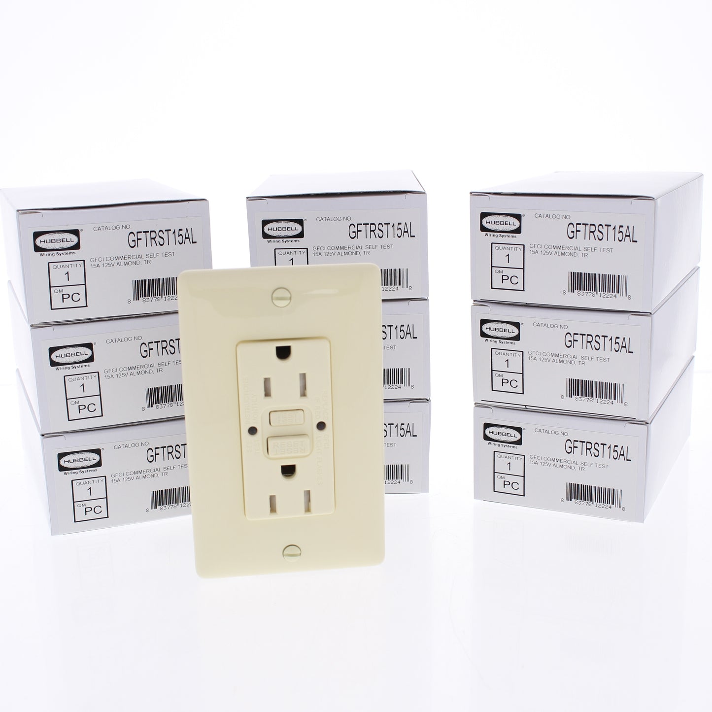 10 Hubbell Almond Self-Testing Tamper Resistant Gfci Receptacles 15A GFTRST15AL