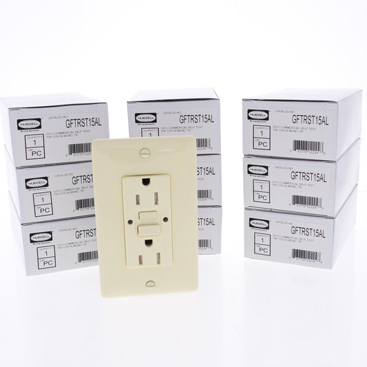 10 Hubbell Almond Self-Testing Tamper Resistant Gfci Receptacles 15A GFTRST15AL