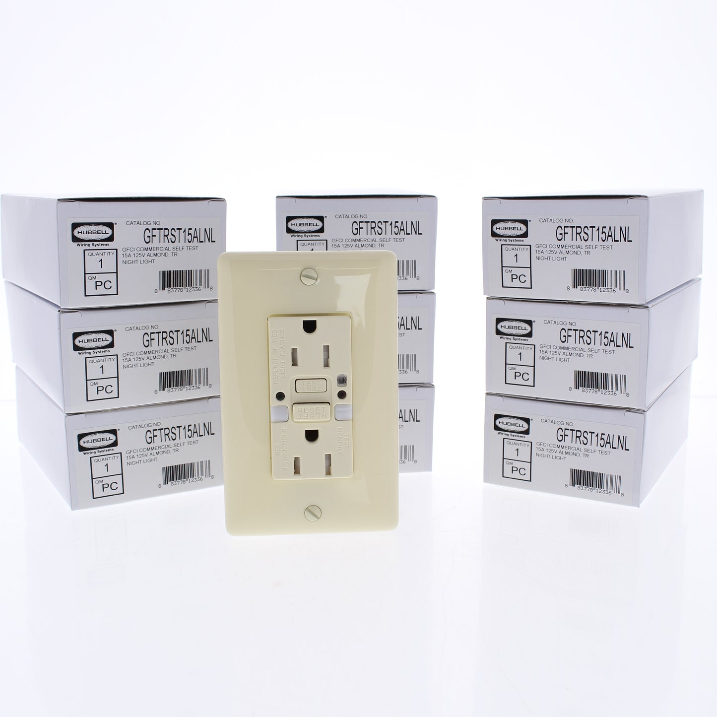 10 Hubbell Almond SelfTest GFCI Outlets Nightlight Tamper 15A GFTRST15ALNL