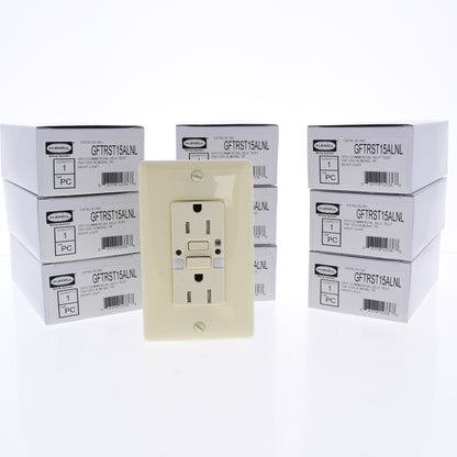 10 Hubbell Almond SelfTest GFCI Outlets Nightlight Tamper 15A GFTRST15ALNL