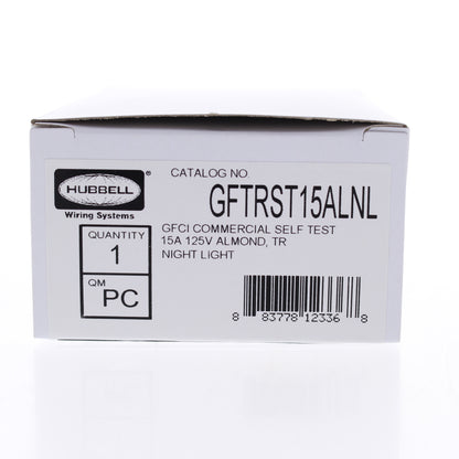 Hubbell Almond SelfTest GFCI Outlet Nightlight Tamper Resistant 15A GFTRST15ALNL