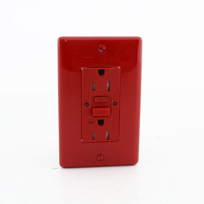 Hubbell GFTRST15RB Red 15A Self-Testing GFCI Tamper Resistant Receptacle w/Alarm