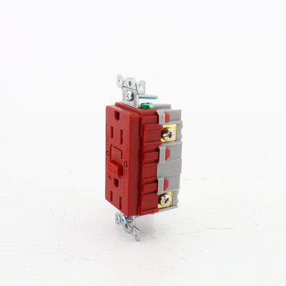 Hubbell GFTRST15RB Red 15A Self-Testing GFCI Tamper Resistant Receptacle w/Alarm